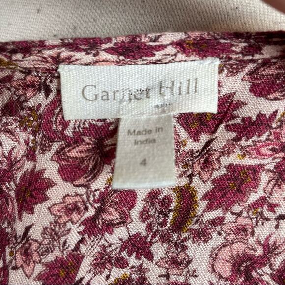 Garnet Hill Maroon Floral Peasant Pop Over Top 4 - Picture 8 of 8